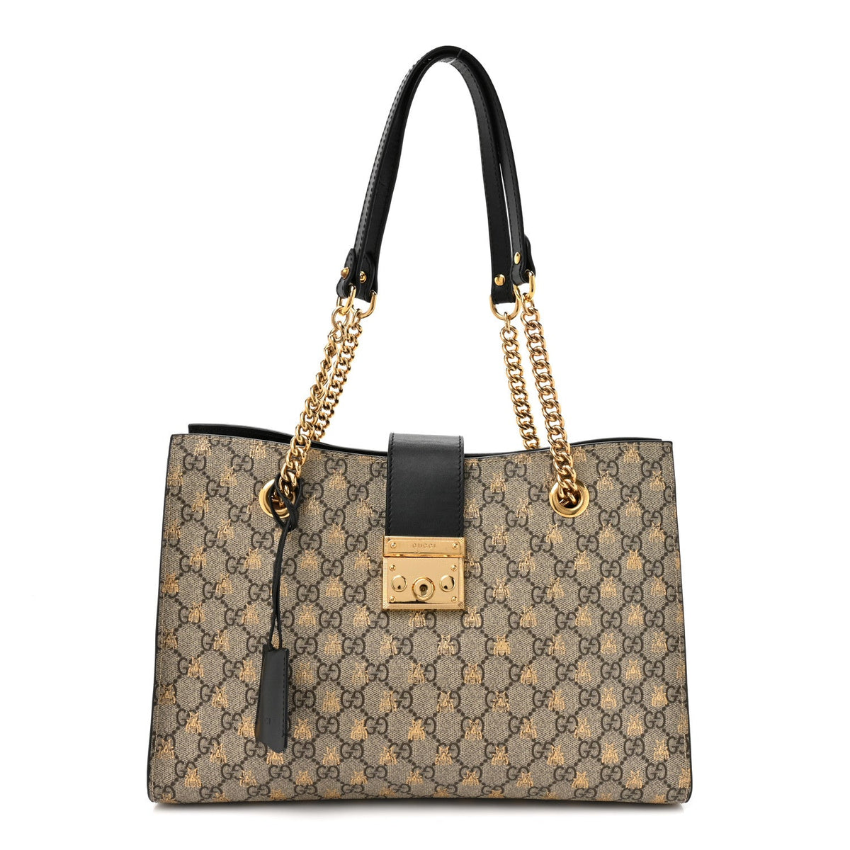 GG Supreme Monogram Bees Medium Padlock Tote Beige Oro Black product image 1, provided for visual reference and product