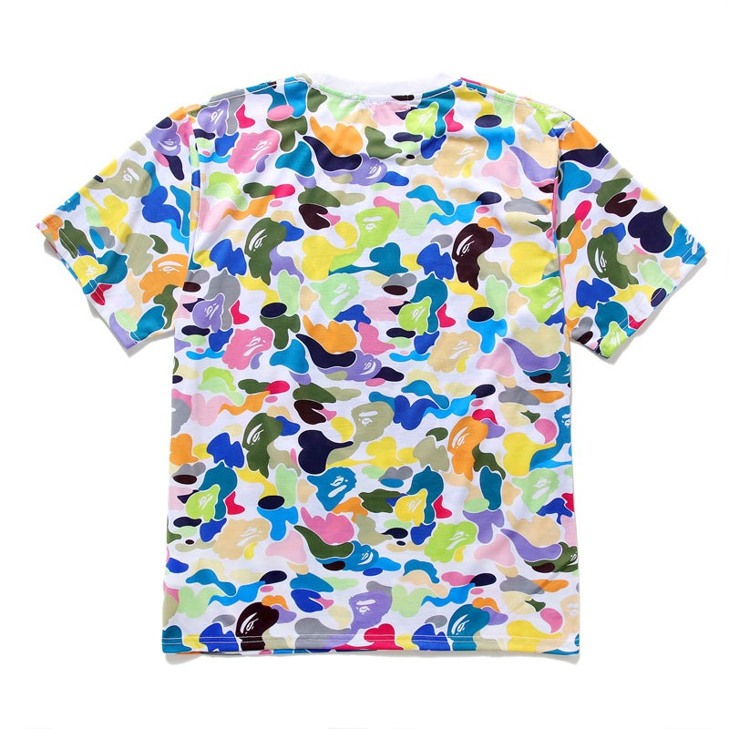 Bape Bearbrick T-Shirt Cartoon Printed Color T-Shirt Casual Loose Men And Women Same Style product image 3, provided for