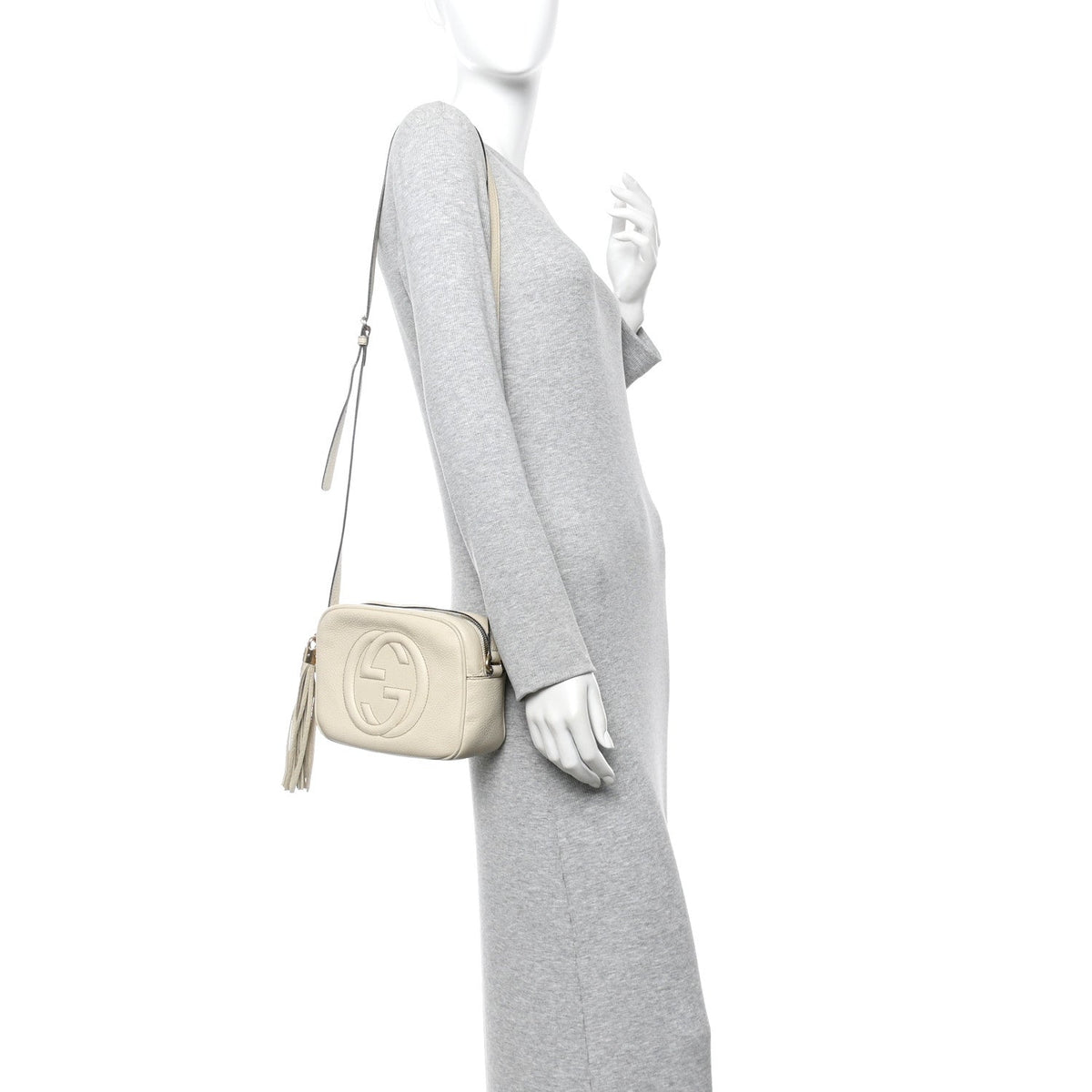 Pebbled Calfskin Small Soho Disco Bag Off White product image 4, provided for visual reference and product detail review