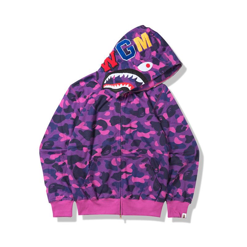 Bathing Ape Hoodie Autumn and Winter Shark Mouth Men and Women Casual Camouflage Thin Sweater Baggy Coat product image 2,