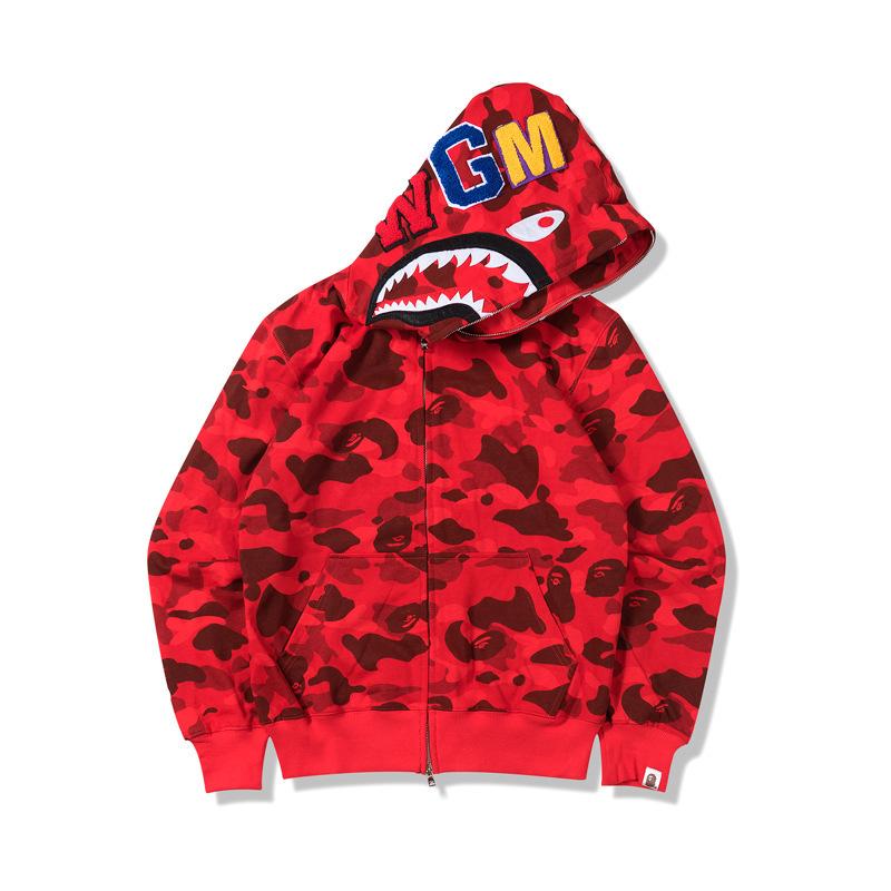 Bathing Ape Hoodie Autumn and Winter Shark Mouth Men and Women Casual Camouflage Thin Sweater Baggy Coat product image 1,