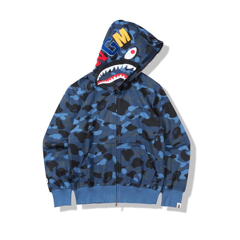 Bathing Ape Hoodie Autumn and Winter Shark Mouth Men and Women Casual Camouflage Thin Sweater Baggy Coat product image 3,