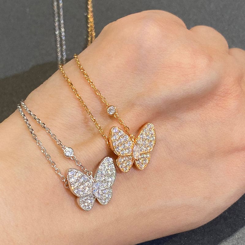 Two Butterfly 18K Gold Necklace product image 6, provided for visual reference and product detail review