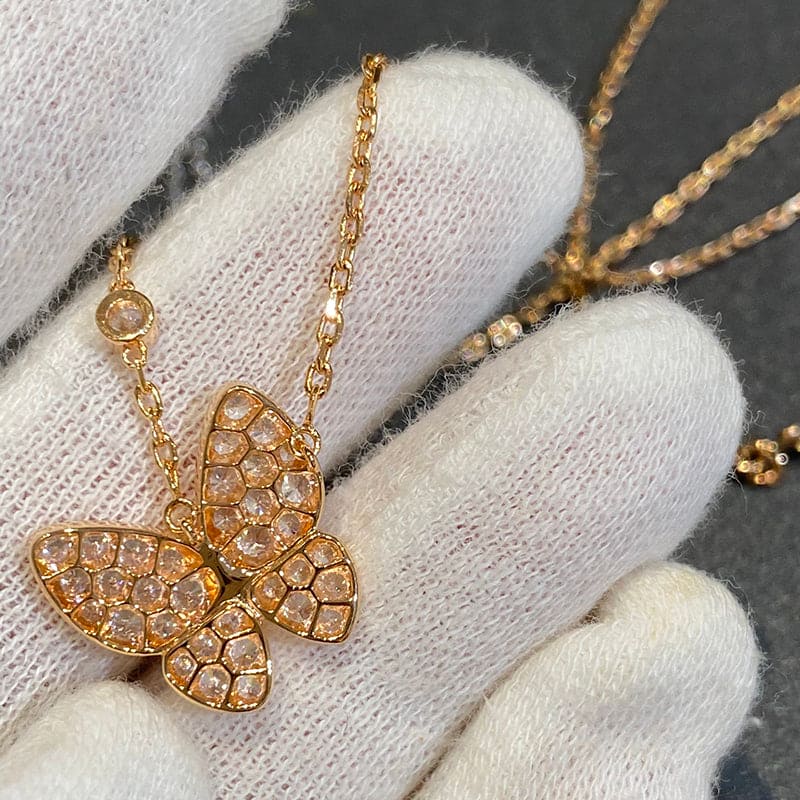 Two Butterfly 18K Gold Necklace product image 5, provided for visual reference and product detail review