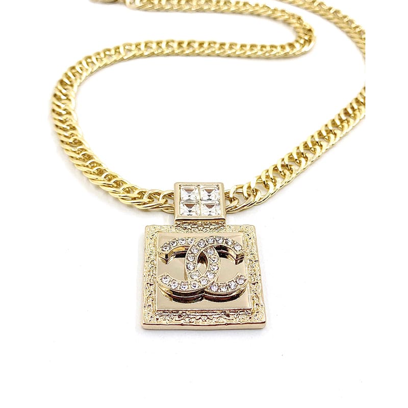 Chanel Metal & Diamond Pendant 18K Gold Necklace product image 4, provided for visual reference and product detail review