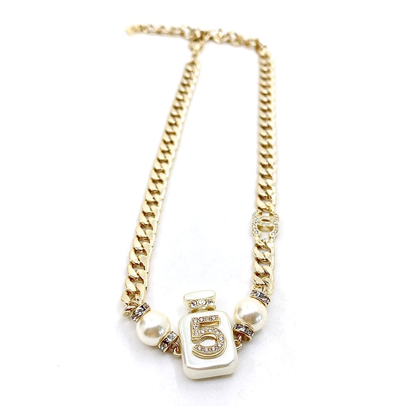 Chanel No. 5 Perfume Bottle Pendant 18K Gold Necklace product image 4, provided for visual reference and product detail