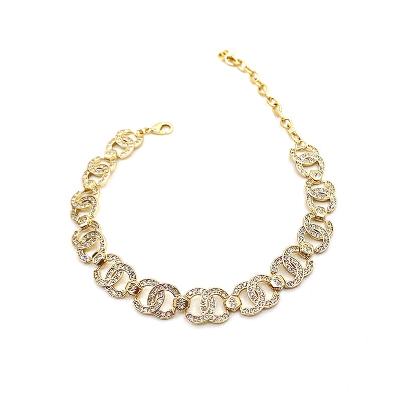 Chanel Rhinestone 2021 Interlocking Choker 18K Gold Necklace product image 2, provided for visual reference and product