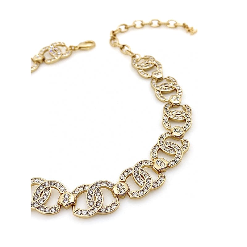 Chanel Rhinestone 2021 Interlocking Choker 18K Gold Necklace product image 6, provided for visual reference and product