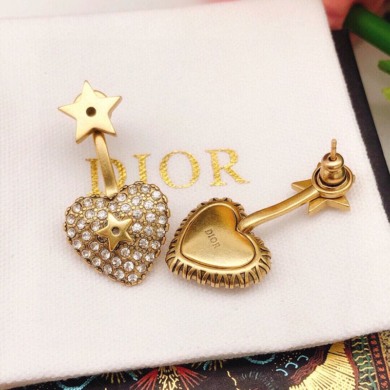Dior Star & Heart 18K Gold Earrings product image 5, provided for visual reference and product detail review