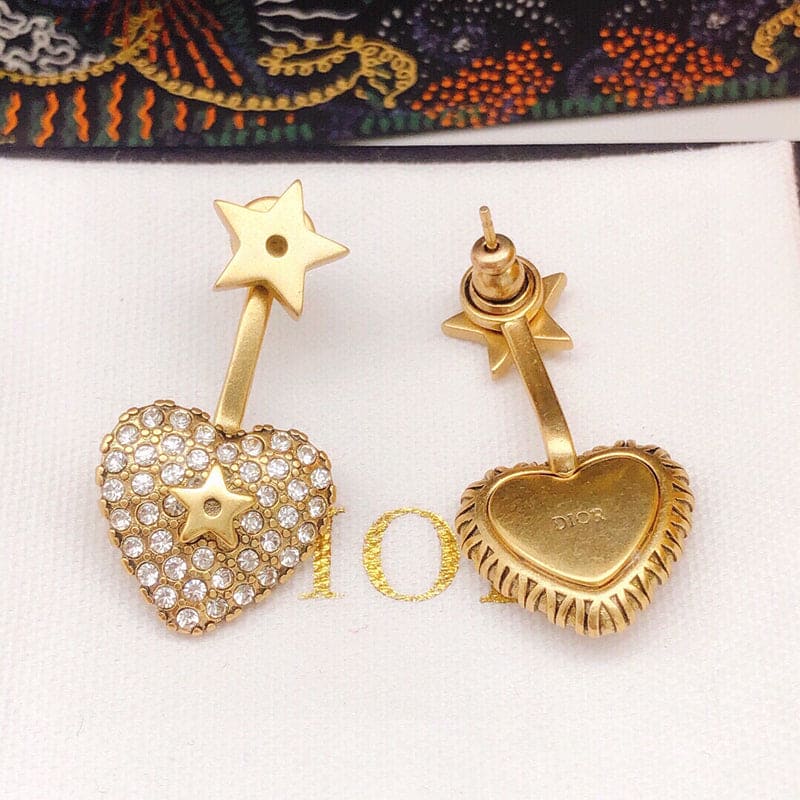 Dior Star & Heart 18K Gold Earrings product image 4, provided for visual reference and product detail review