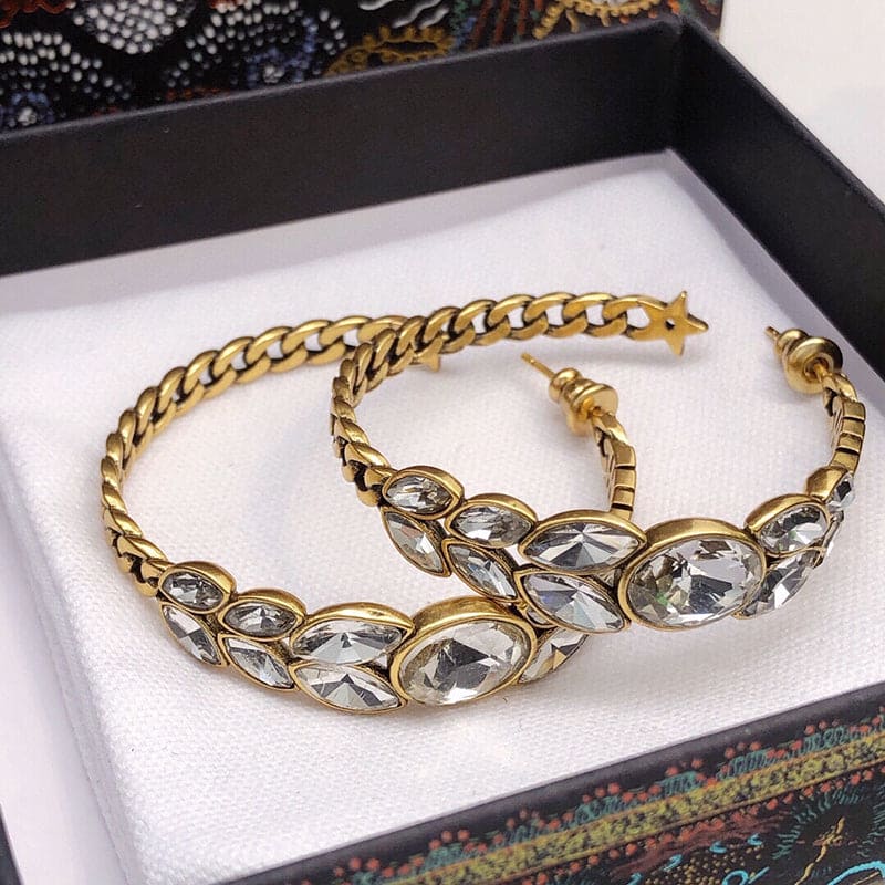 Dior Vintage Crystals 18K Gold Earrings product image 4, provided for visual reference and product detail review