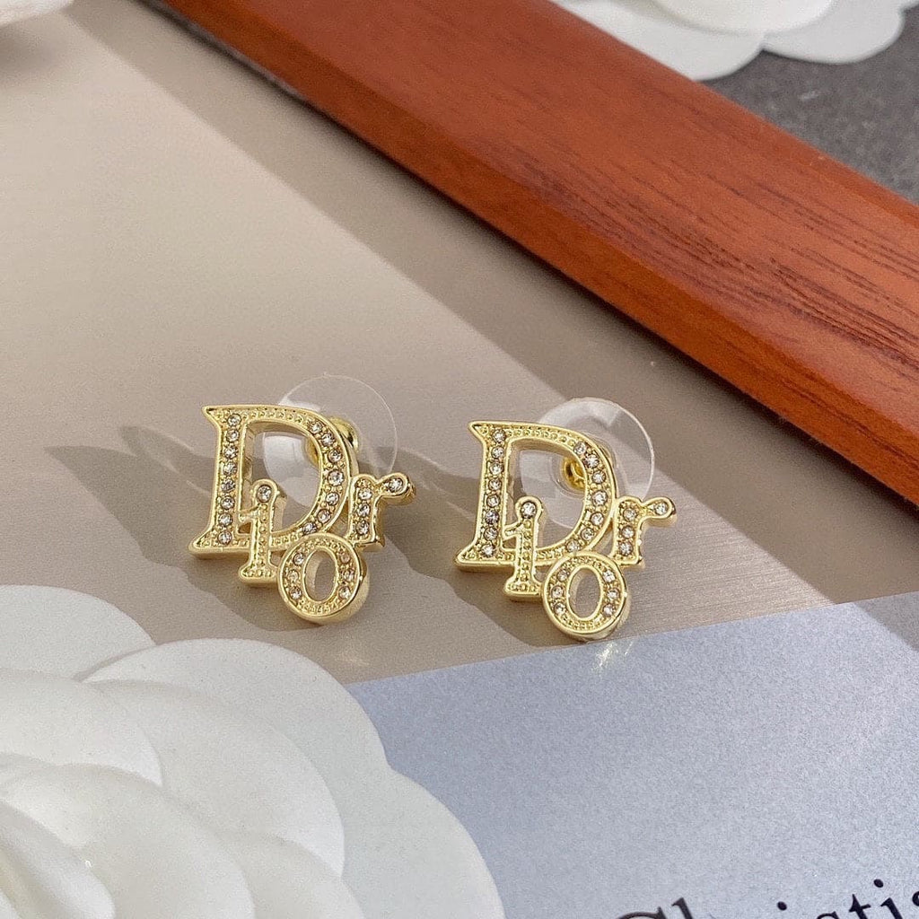 Dior Rhinestone Vintage 18K Gold Earrings product image 2, provided for visual reference and product detail review