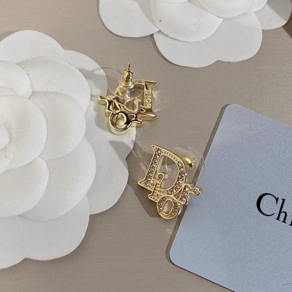 Dior Rhinestone Vintage 18K Gold Earrings product image 6, provided for visual reference and product detail review