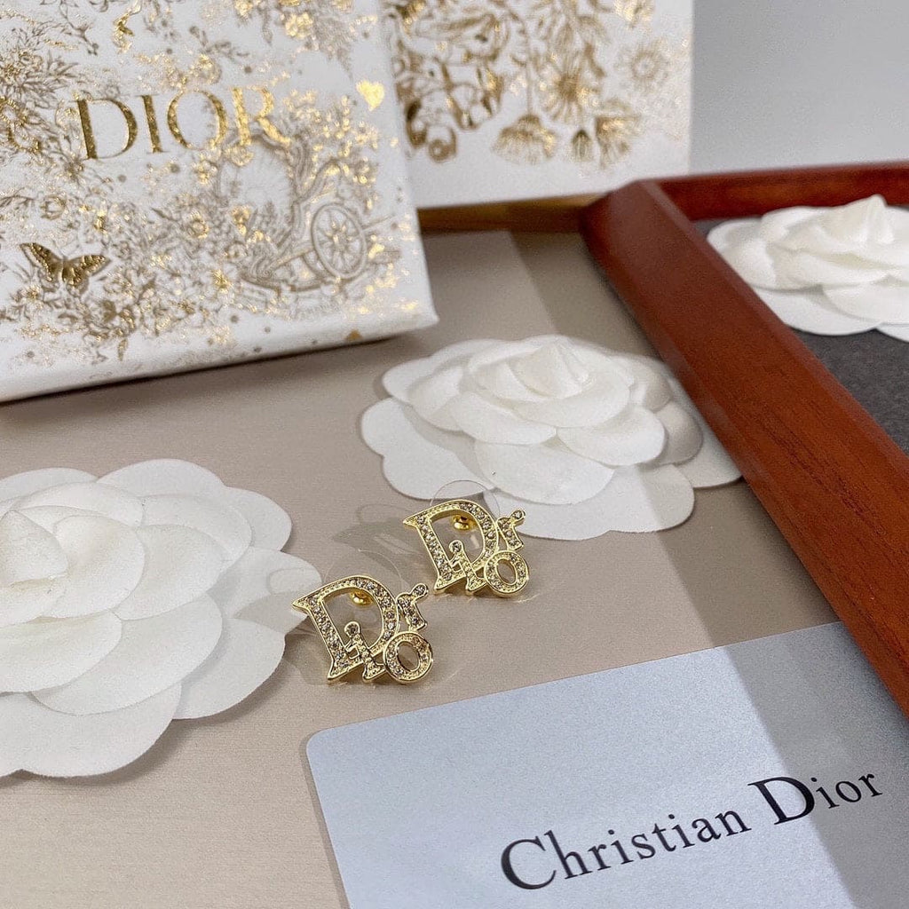 Dior Rhinestone Vintage 18K Gold Earrings product image 7, provided for visual reference and product detail review