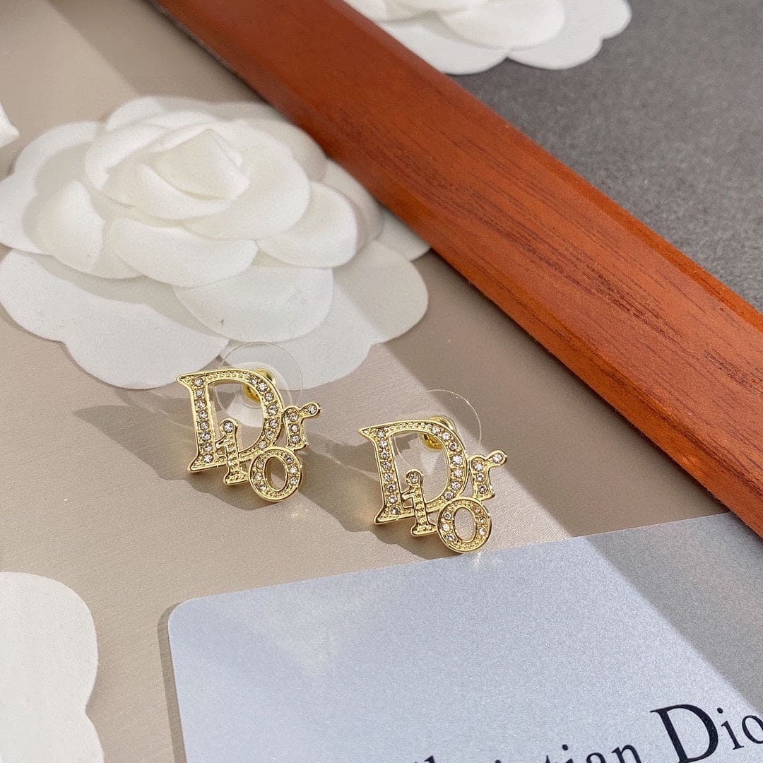 Dior Rhinestone Vintage 18K Gold Earrings product image 8, provided for visual reference and product detail review