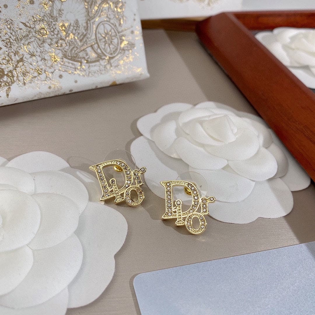 Dior Rhinestone Vintage 18K Gold Earrings product image 9, provided for visual reference and product detail review