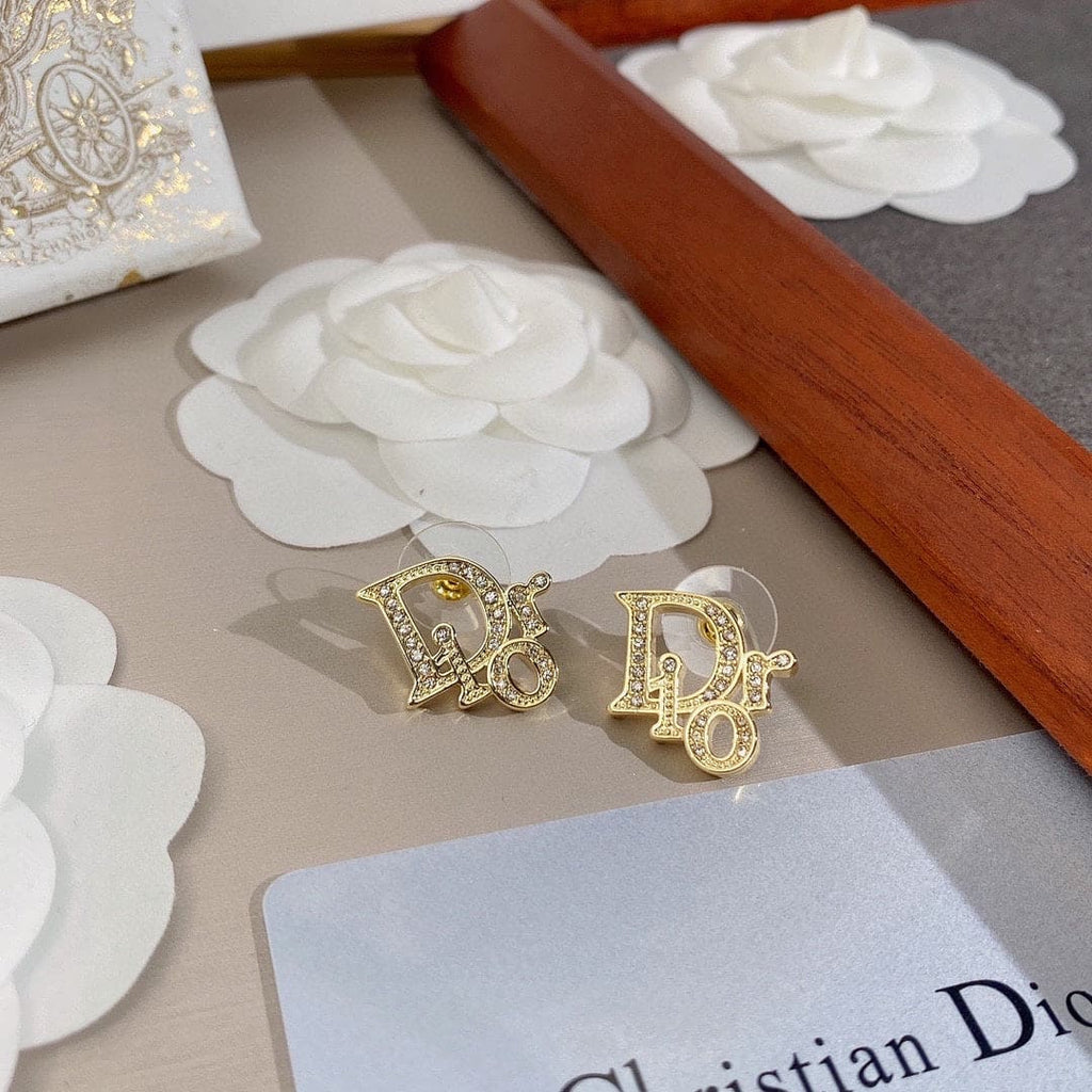 Dior Rhinestone Vintage 18K Gold Earrings product image 4, provided for visual reference and product detail review