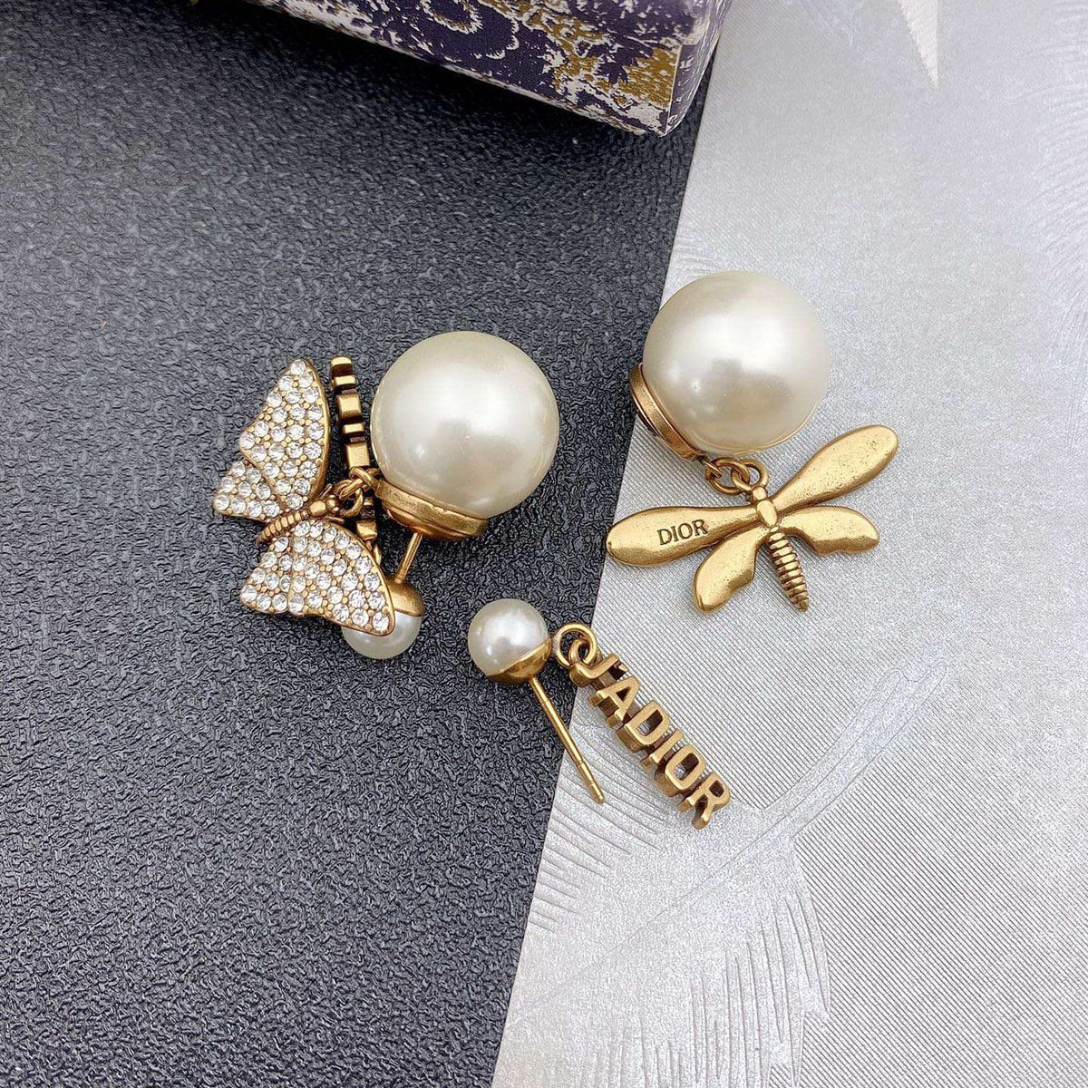 Dior Dragonfly/ Butterfly Pearl 18K Gold Earrings product image 6, provided for visual reference and product detail review