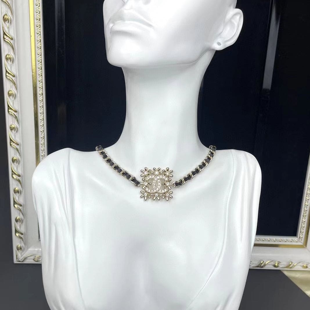 Chanel Lambskin Choker 18K Gold Necklace product image 2, provided for visual reference and product detail review