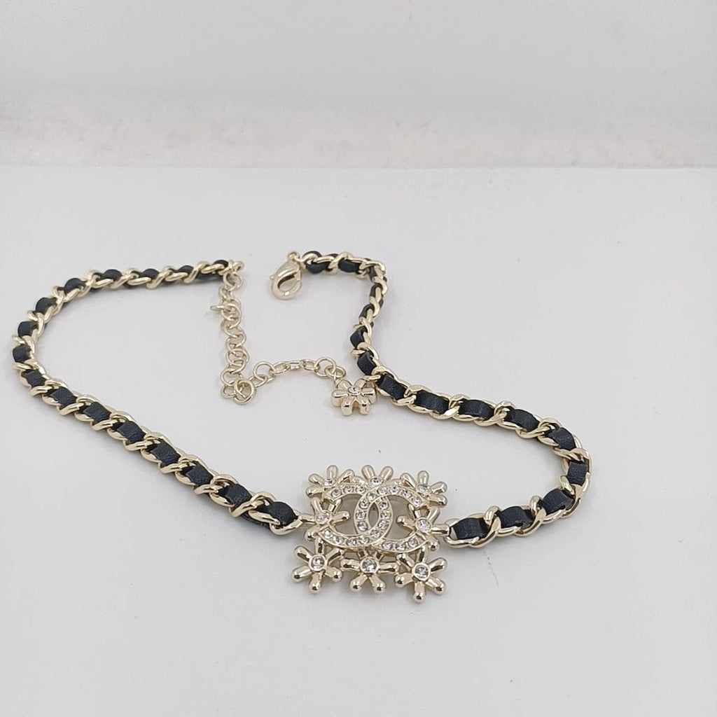 Chanel Lambskin Choker 18K Gold Necklace product image 4, provided for visual reference and product detail review