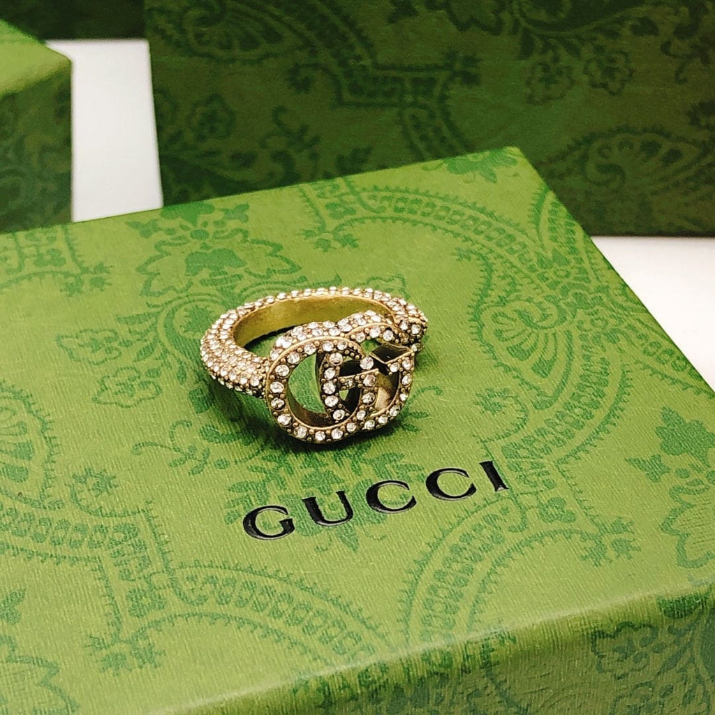 Gucci Double Crystal 18K Gold Ring product image 7, provided for visual reference and product detail review