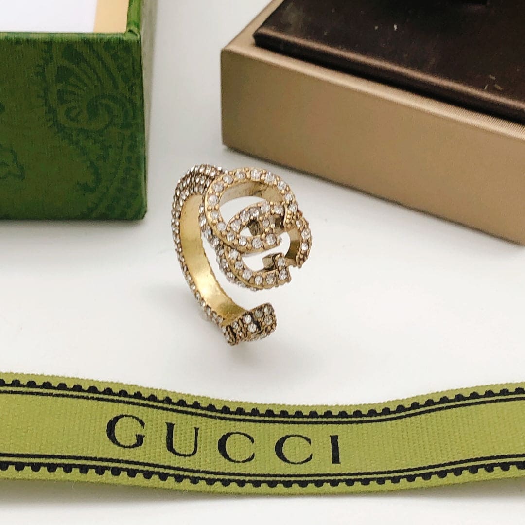 Gucci Double Crystal 18K Gold Ring product image 2, provided for visual reference and product detail review