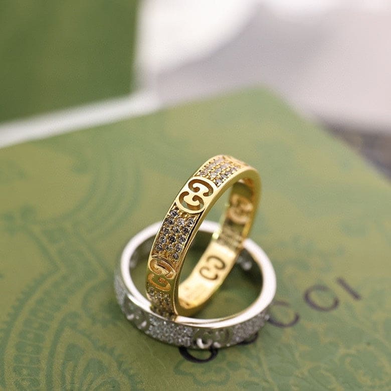 Gucci Double Icon Full Diamonds 18K Gold Ring product image 7, provided for visual reference and product detail review