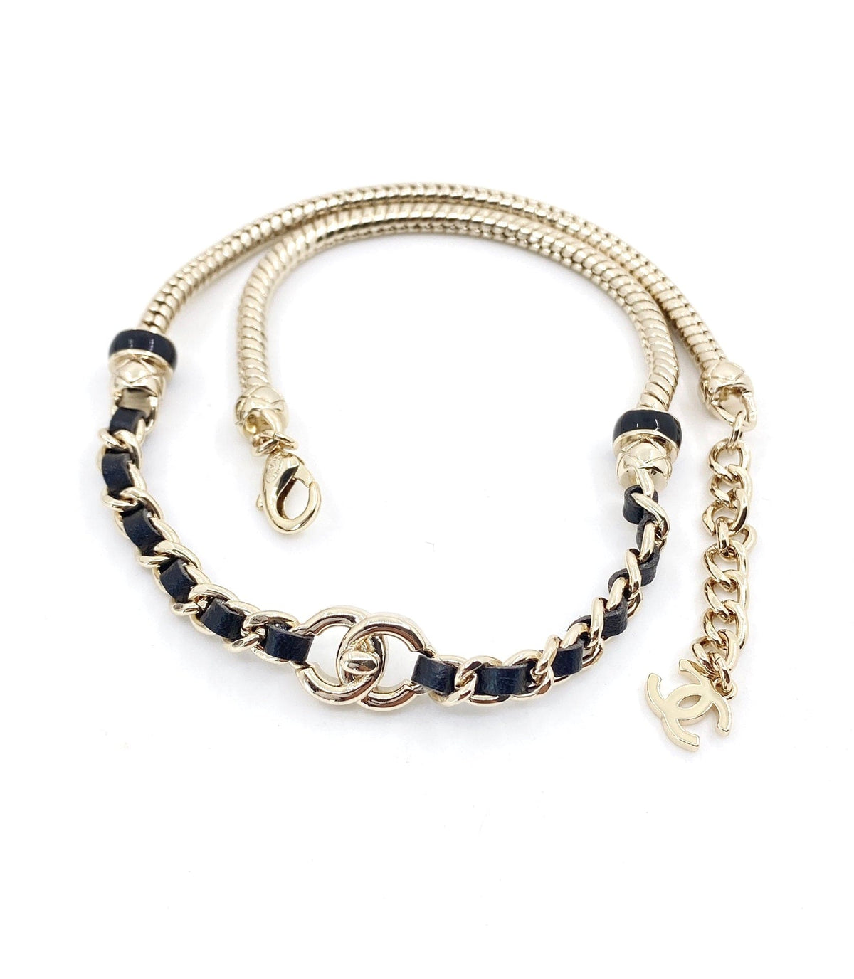 Chanel Rhinestone 18K Gold Necklace product image 2, provided for visual reference and product detail review