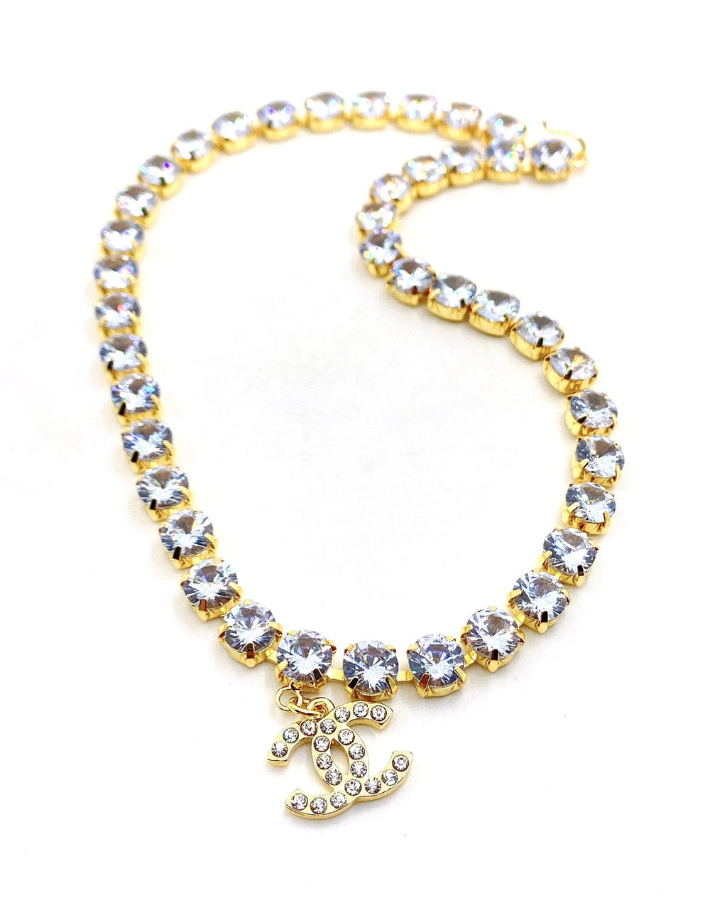 Chanel Crystals Chain 18K Gold Necklace product image 2, provided for visual reference and product detail review