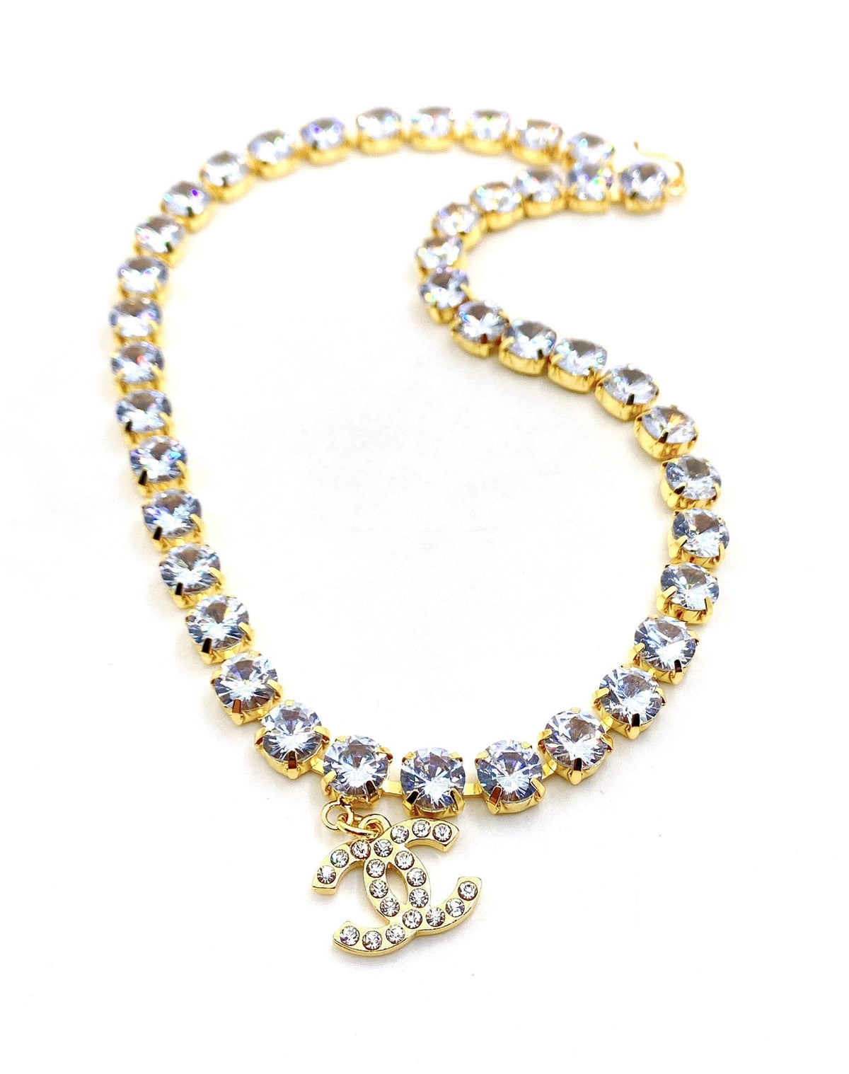 Chanel Crystals Chain 18K Gold Necklace product image 2, provided for visual reference and product detail review