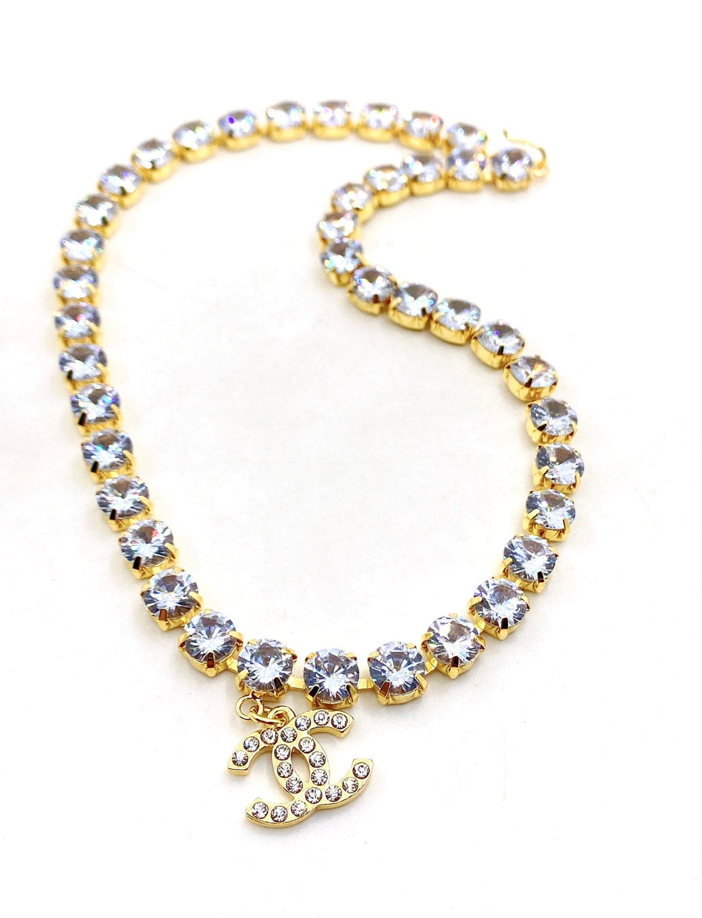 Chanel Crystals Chain 18K Gold Necklace product image 6, provided for visual reference and product detail review