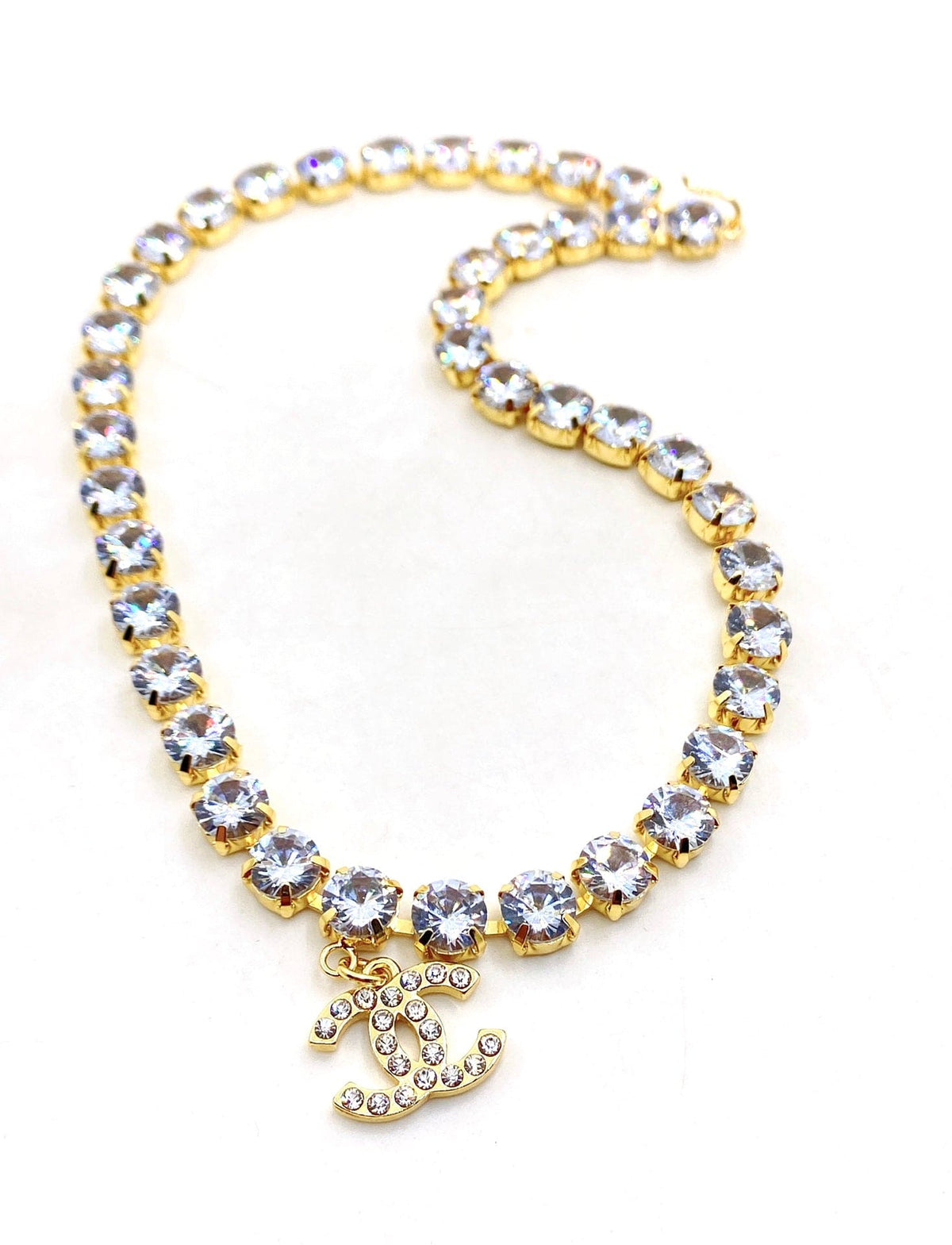 Chanel Crystals Chain 18K Gold Necklace product image 6, provided for visual reference and product detail review