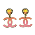 Chanel Classic Pink Dangle 18K Gold Earrings product image 1, provided for visual reference and product detail review