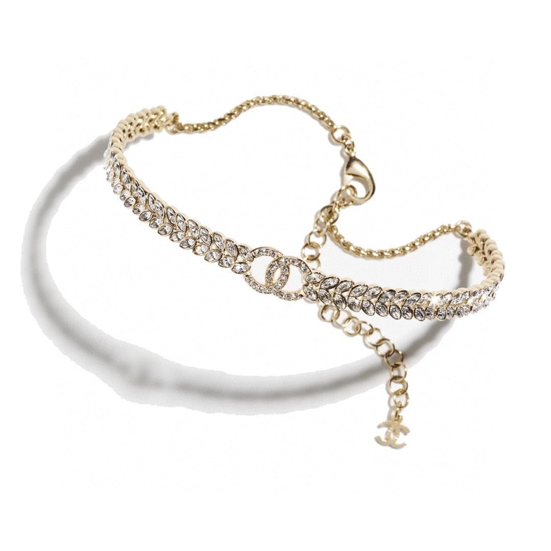 Chanel Chain Choker Diamonds 18K Gold Necklace product image 2, provided for visual reference and product detail review