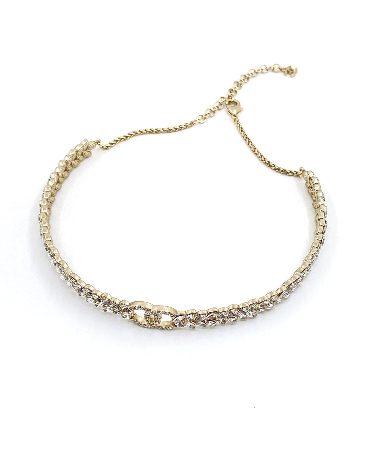 Chanel Chain Choker Diamonds 18K Gold Necklace product image 4, provided for visual reference and product detail review