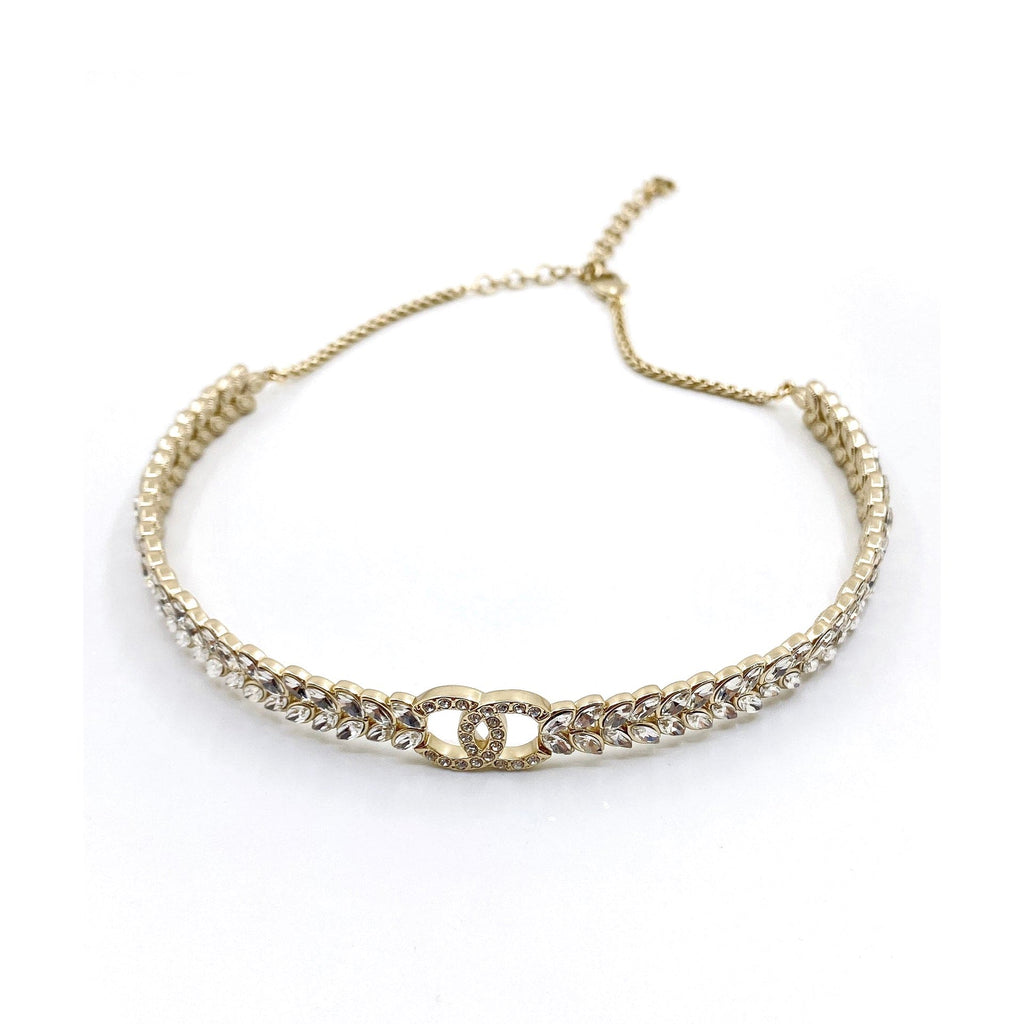 Chanel Chain Choker Diamonds 18K Gold Necklace product image 1, provided for visual reference and product detail review