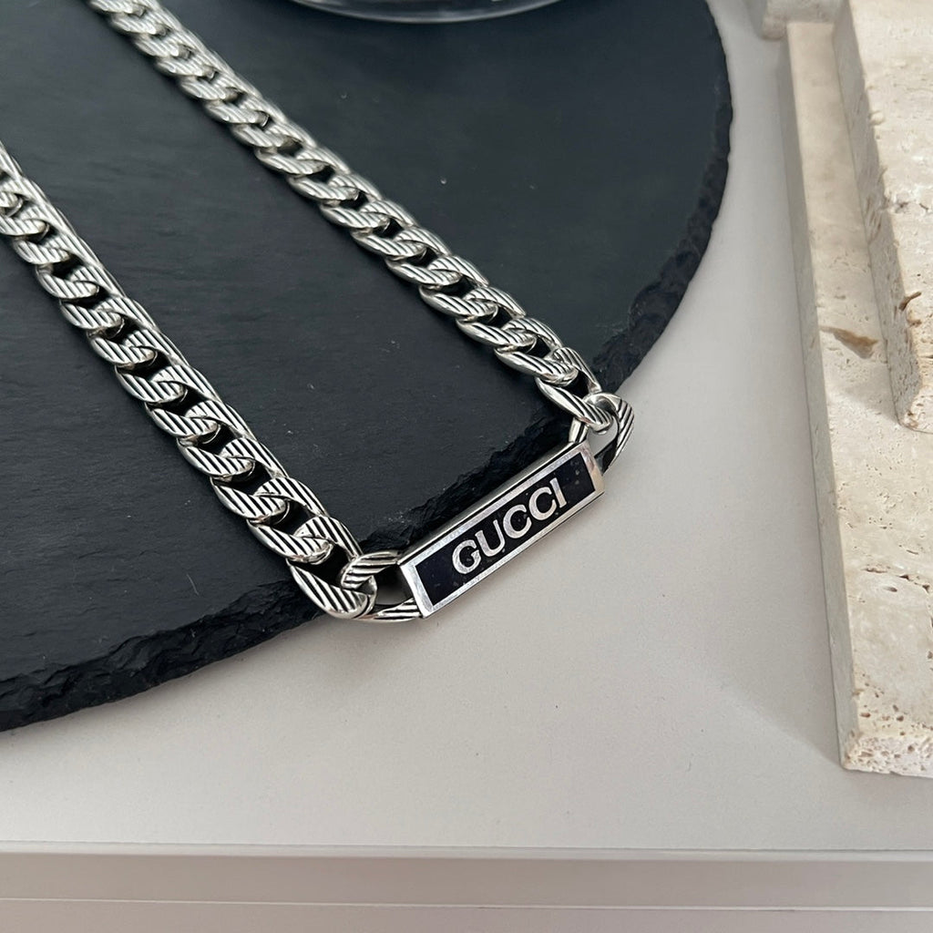 Double Gucci Logo Enamel Chain Necklace product image 8, provided for visual reference and product detail review