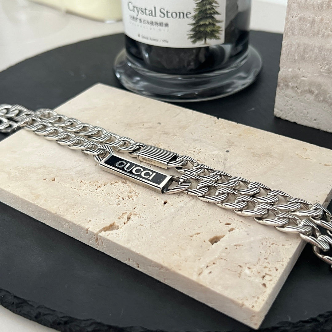 Double Gucci Logo Enamel Chain Necklace product image 12, provided for visual reference and product detail review