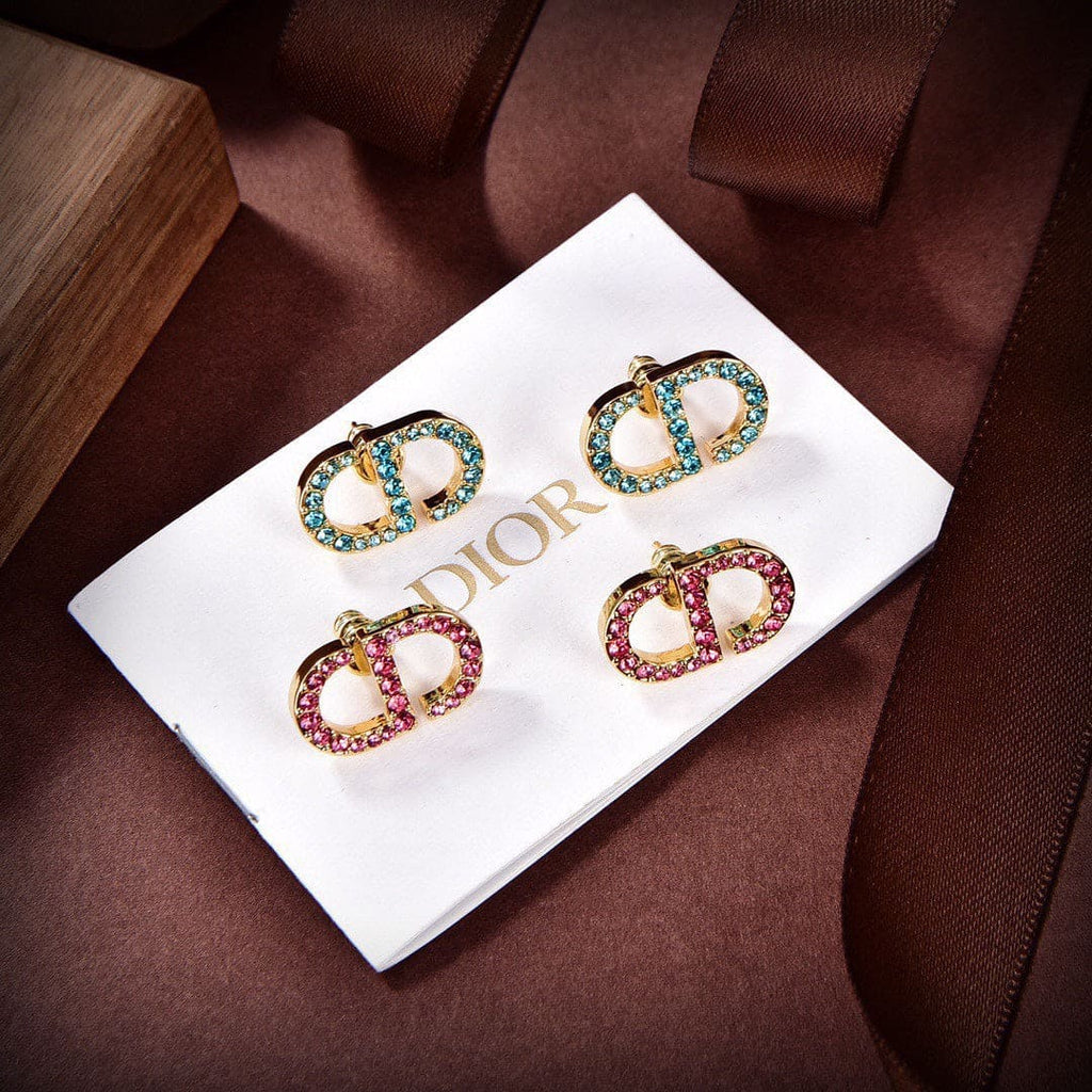 Dior Petit Stud Fuchsia Crystals 18K Gold Earrings product image 7, provided for visual reference and product detail review