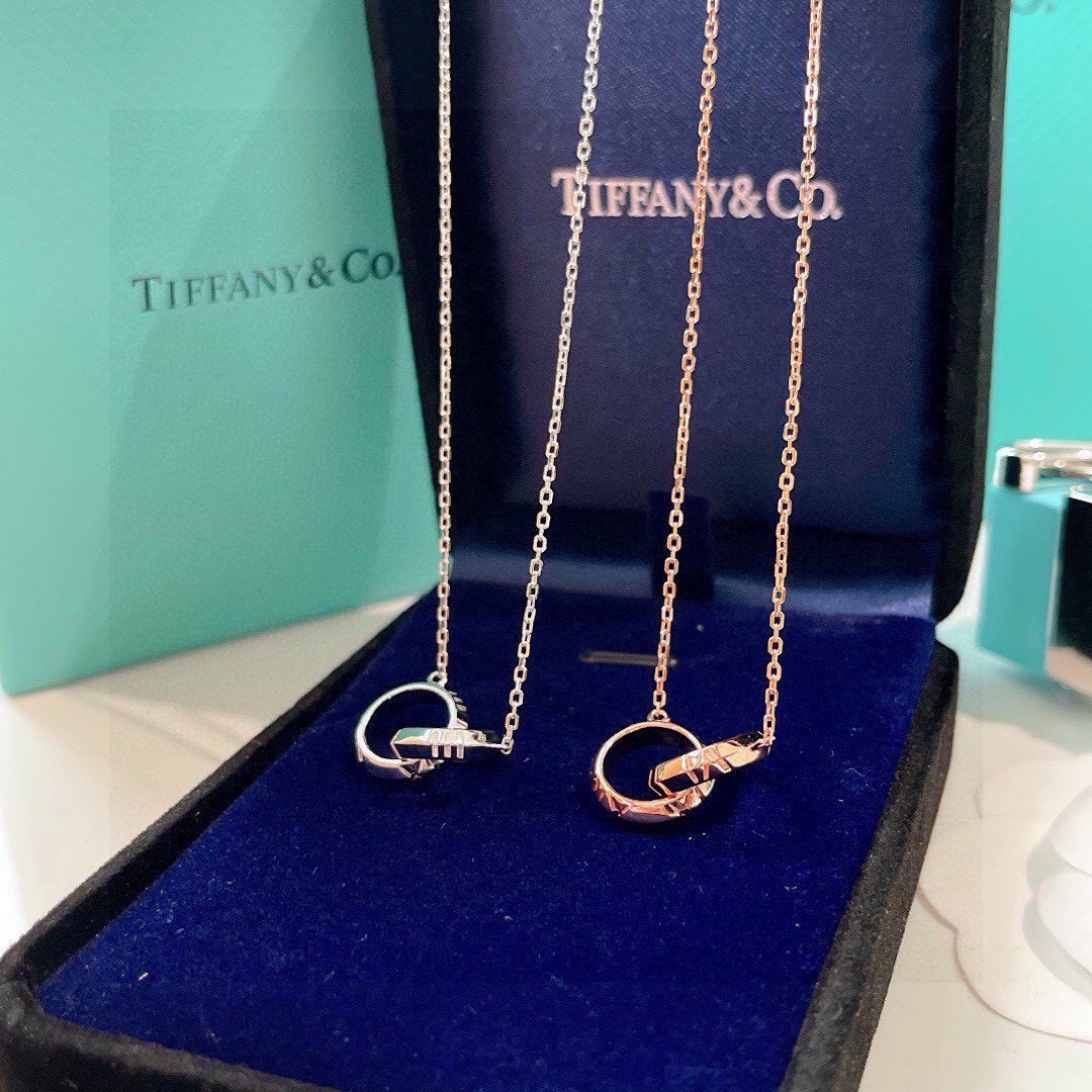 Tiffany Atlas X Closed Interlocking Pendant 18K Gold Necklace product image 3, provided for visual reference and product