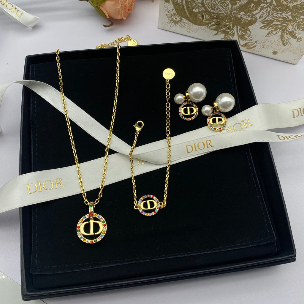 Dior Petit Multicolor Crystals 18K Gold Necklace product image 6, provided for visual reference and product detail review