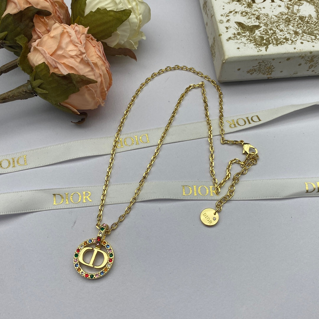 Dior Petit Multicolor Crystals 18K Gold Necklace product image 2, provided for visual reference and product detail review