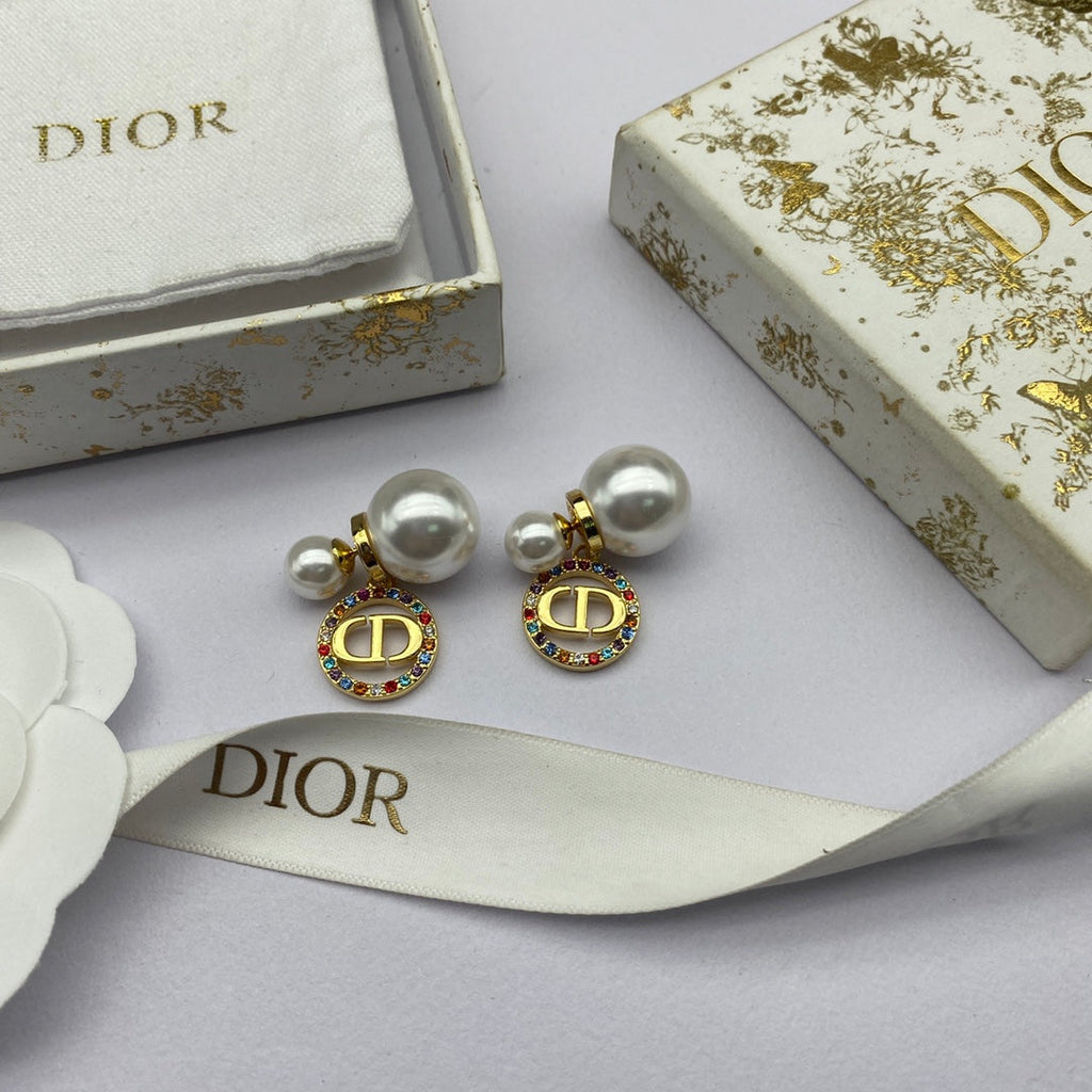 Dior Tribales Multicolor Crystals 18K Gold Earrings product image 2, provided for visual reference and product detail review