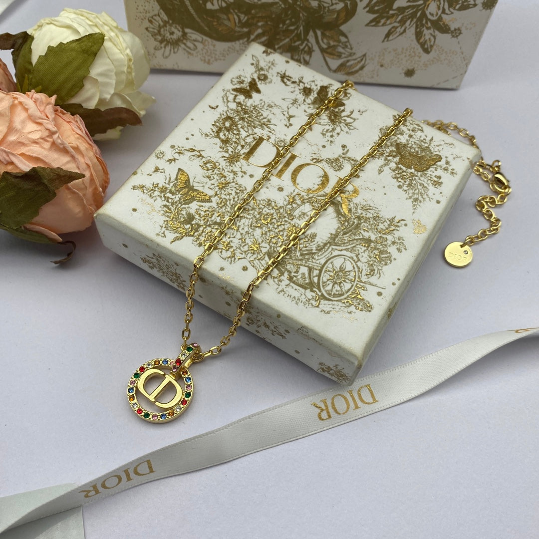 Dior Petit Multicolor Crystals 18K Gold Necklace product image 7, provided for visual reference and product detail review