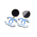 Chanel Classic Blue Dangle 18K Gold Earrings product image 1, provided for visual reference and product detail review