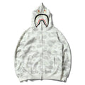 Bathing Ape Hoodie Black and White Luminous Shark Coat Looped Fabric Hooded Shark Sweater Shark Embroidered Hoodie product