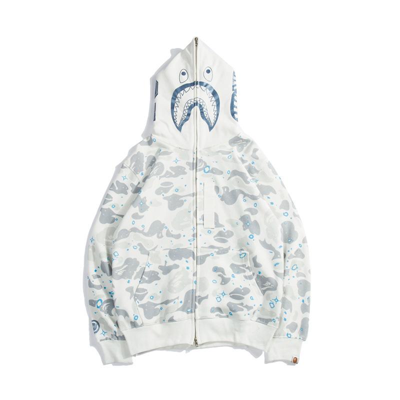 Bathing Ape Hoodie Starry Sky Sweater Black and White Starry Sky Blue Shark Hat Printed Casual Hooded Sweater product image