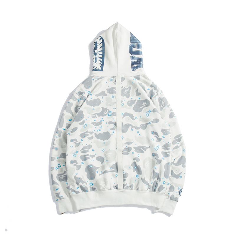 Bathing Ape Hoodie Starry Sky Sweater Black and White Starry Sky Blue Shark Hat Printed Casual Hooded Sweater product image