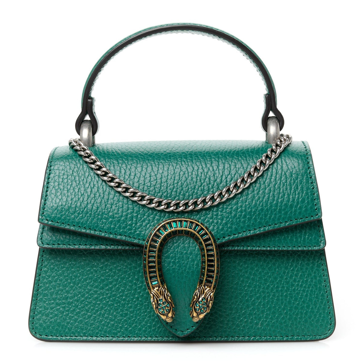 Dollar Calfskin Crystal Mini Dionysus Top Handle Bag Emerald product image 1, provided for visual reference and product