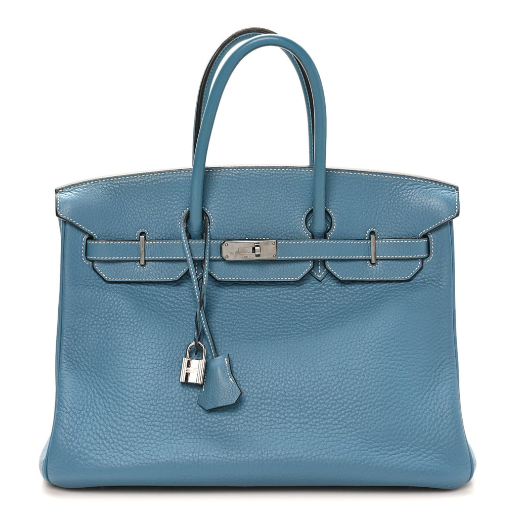 Taurillon Clemence Birkin 35 Blue Jean product image 1, provided for visual reference and product detail review